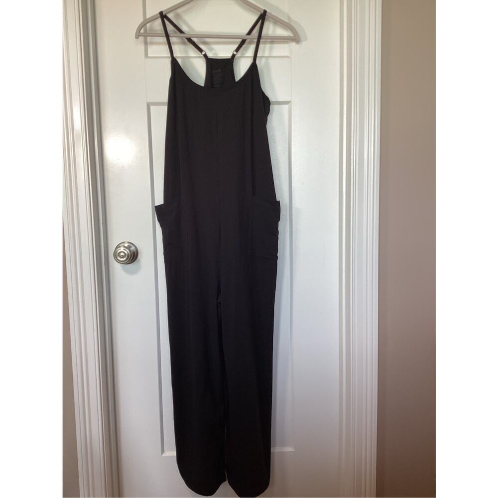 Pact Women's Organic Cotton Wide Leg Lounge Jumpsuit Black Size Medium - Picture 2 of 10